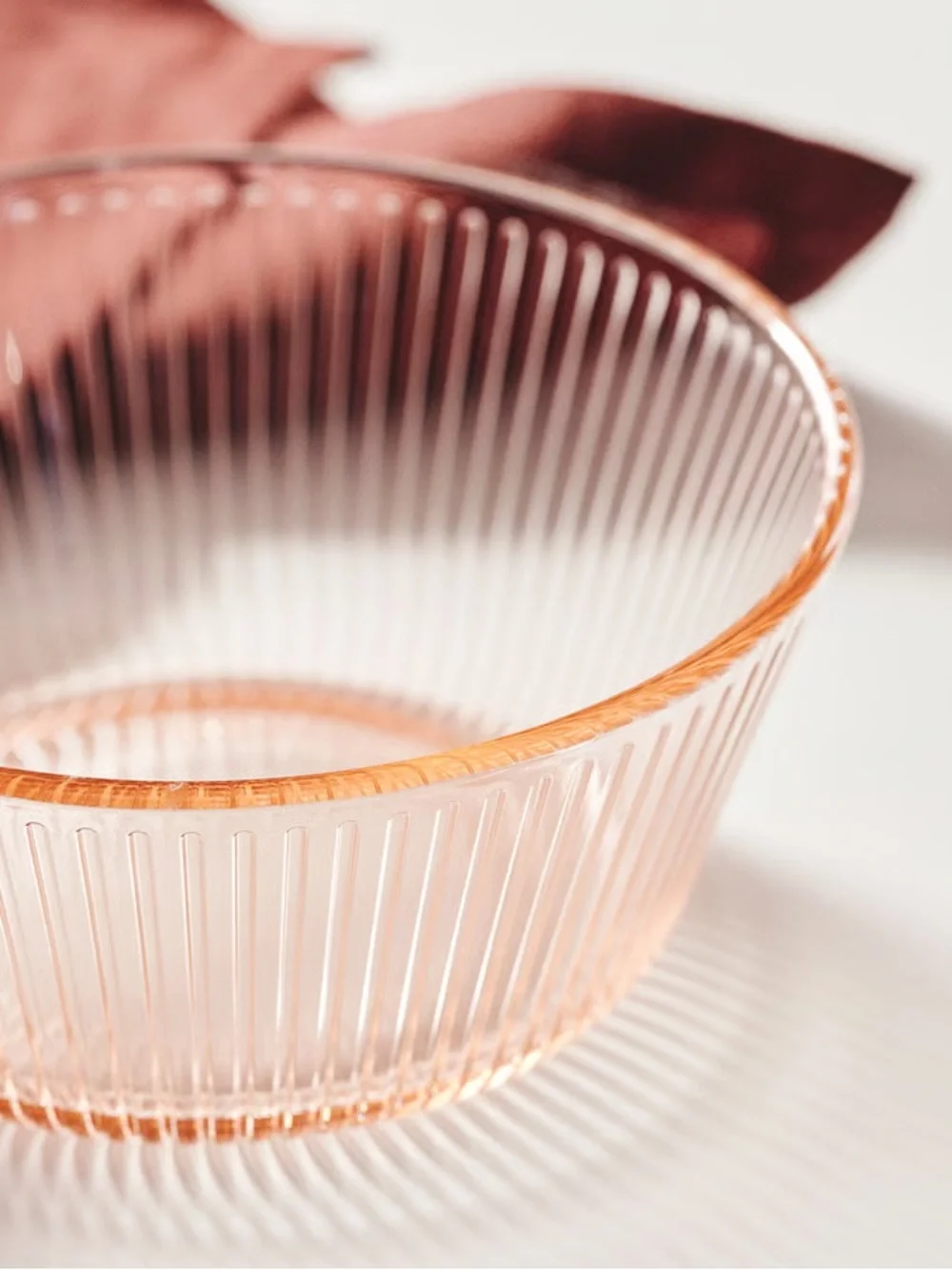 Pink Stripe Glass Bowls - Set of 4